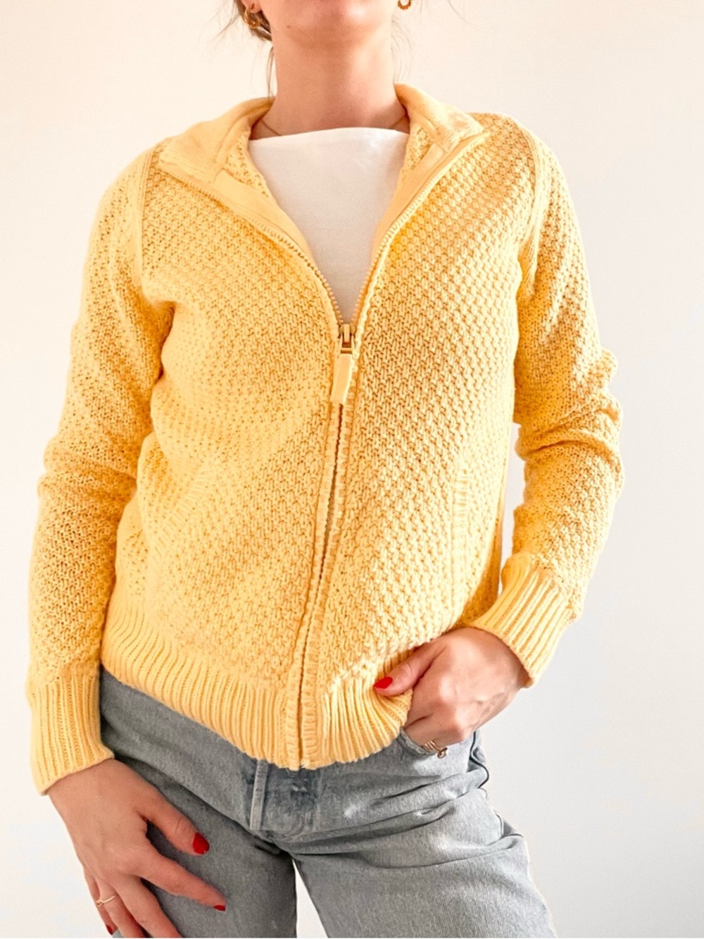Charter Club Soft Knit Yellow Zip-Up Summer Sweater